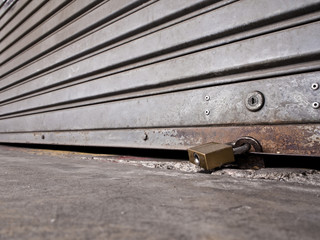 Roll garage gate is closed and locked