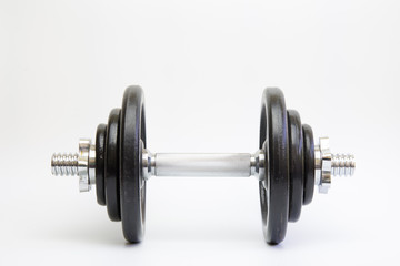 big chrome metal dumbell with disks