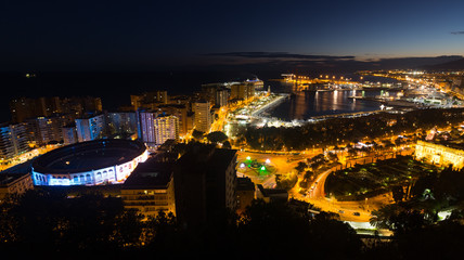  Malaga and Mediterranean port in  night