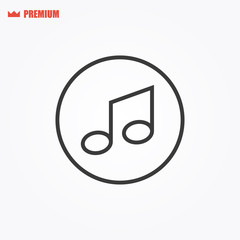 Rounded music notes button vector icon