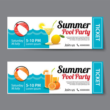summer pool party ticket template