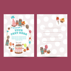Happy birthday kids postcard template vector holiday illustration