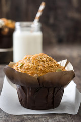 Muffins on a rustic wooden table

