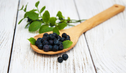 Blueberries on a old wooden background