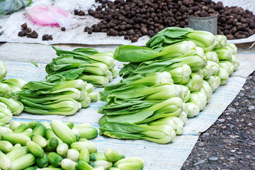 Vegetable shop in Thai local market.
