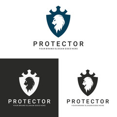 Protector logo. Shield logotype. 