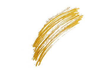 Hand drawn gold color texture paint on white background