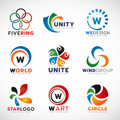 Fototapeta na wymiar Circle ring and flower logo for business vector set design