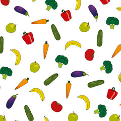 fruits and vegetables for a healthy lifestyle isolated on white background