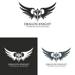 Naklejka premium The Guardian Crest Logo. Dragon logo. Knight logotype