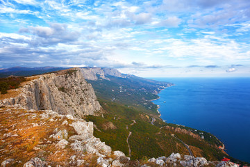 Coast of the Black Sea in autumn day. Crimea