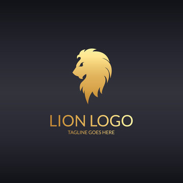 Lion head. Logo template suitable for businesses and product names. Easy to edit, change size, color and text. 