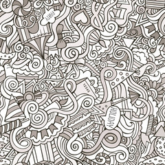 Cartoon doodles hand drawn holidays seamless pattern