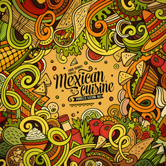 Cartoon mexican food doodles frame design