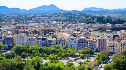 Fototapeta na wymiar Corfu town aerial view, Corfu Island, Greece