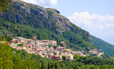 Fototapeta na wymiar Traditional Greek village on the island of Corfu near Paleokastr