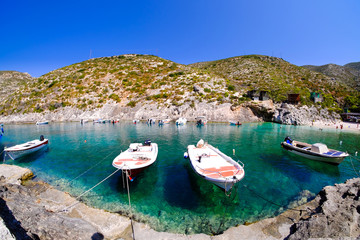 Fototapeta na wymiar Porto Vromi Bay Zakynthos panorama. Touristic attraction because