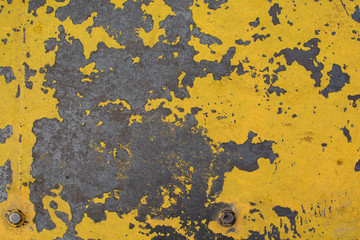 Metal yellow grunge old rusty scratched surface texture with bol