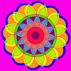 Abstract colorful geometric fracral mandala