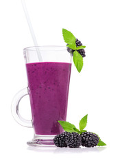 Fresh blackberry smoothies in a glass