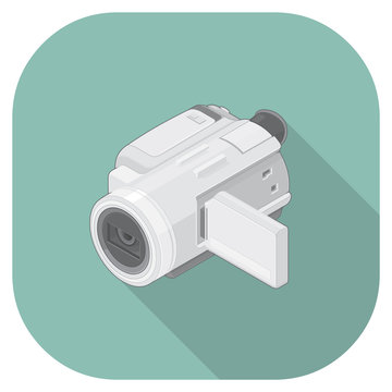 A vector illustration of a Camcorder flat icon design.
Video Camera Concept - Mini Camcorder symbol icon.