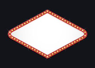Glowing cinema signboard with light bulbs on the contour. Isolated on black background. Vector illustration, eps 10.