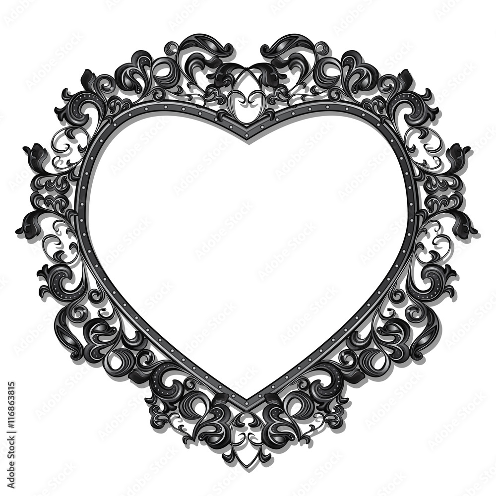 Wall mural frame in the shape of heart for picture or photo