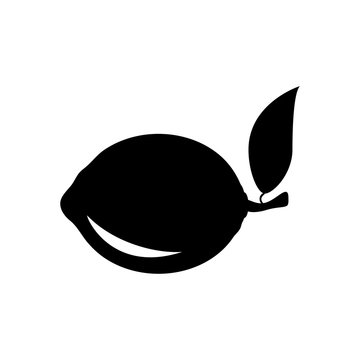 Vector black icon lemon on white background