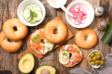 bagel with salmon slice and cheese