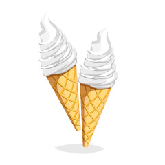 Colorful cartoon fast food icon on white background. Ice-cream cone. Isolated vector illustration. Eps 10.