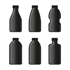 Water Bottle Icon Set on White Background. Vector