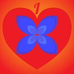 I love flower. Logo or icon on red heart