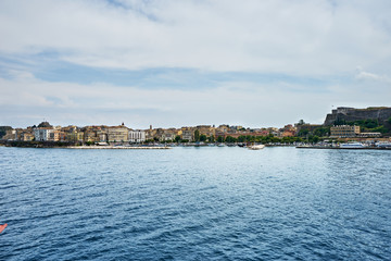 Fototapeta premium Corfu old town on the coast of the Corfu Island in the Ionian se
