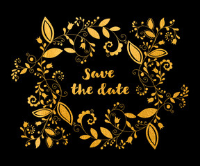 Gold greeting or save the date card