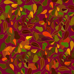 Naklejka na ściany i meble Beautiful color autumn leaf fall seamless pattern