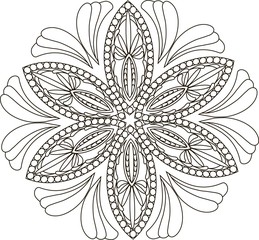 Zentangl stylised flower, black and white vector illustration