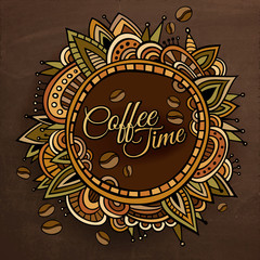Coffee time decorative border label design