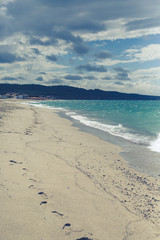 sea landscape in a summer day in northwest coast of Sardinia, famous island for the blue and clean sea