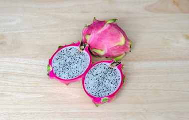 Dragon Fruit On  Wooden Table
