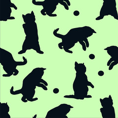silhouettes of cats background seamless vintage