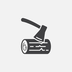 ax and wood icon vector, solid logo illustration, pictogram isolated on white