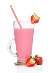Fresh strawberry smoothies in a glass