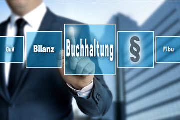 Buchhaltung touchscreen konzept hintergrund