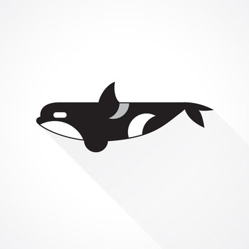 orca whale flat sign logo emblem on white background