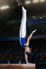 Poster portrait of young man gymnasts © _italo_