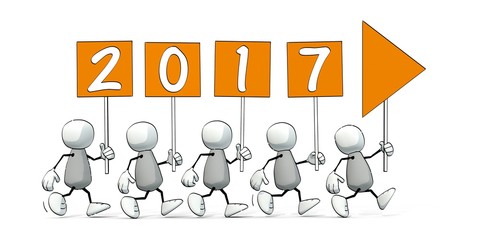 little sketchy men forming an arrow with signs - 2017