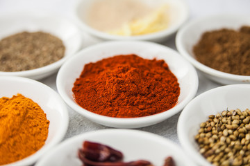 Bright spices on the table