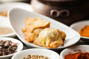 Samosa on the plate