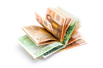 Obraz na płótnie Canvas Money euro banknotes on white
