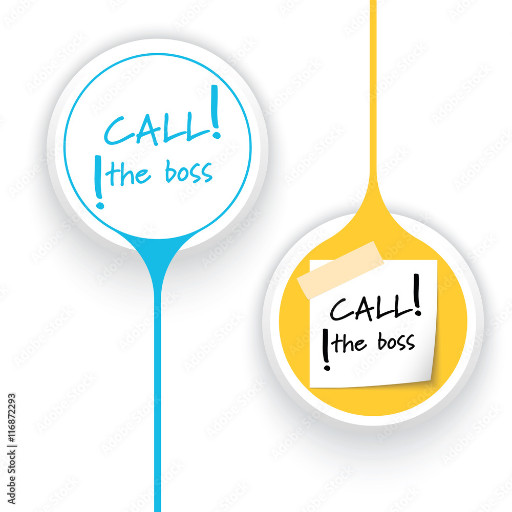 Poster two vector objects and the words call the boss